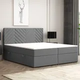 Möbel Punkt Boxspringbett Malibu mit Bettkasten 180x200cm Webstoff Anthrazit Bett Bettkasten