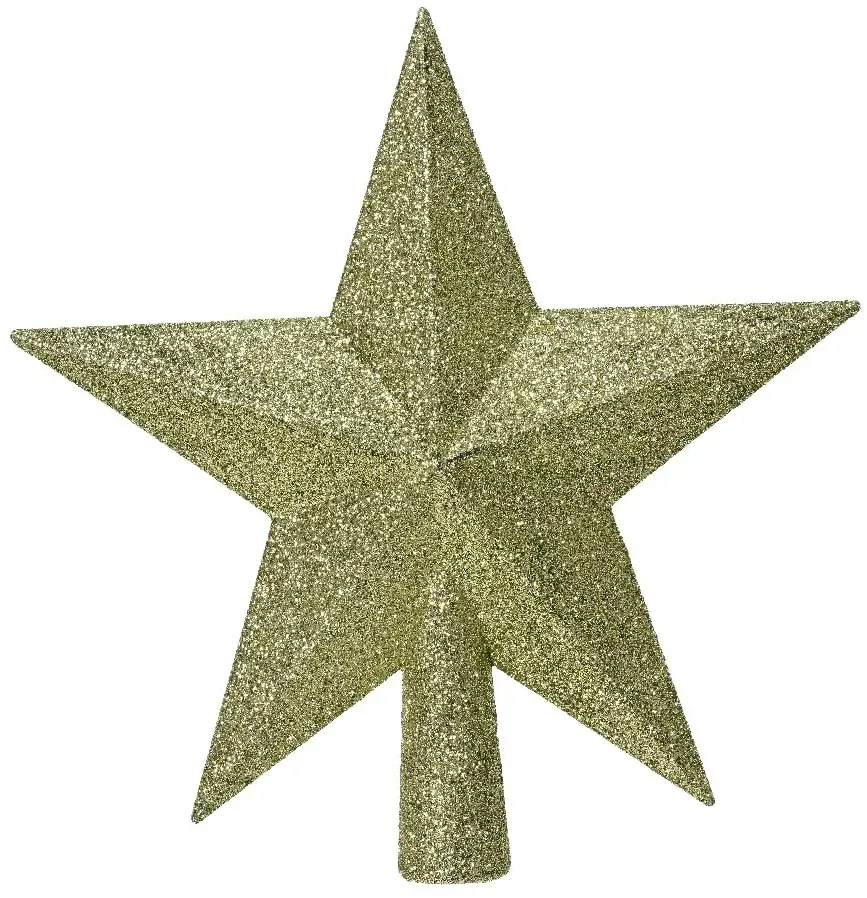 Christbaumspitze Stern mit Glitzer 19cm Kunststoff - Pistaziengrün