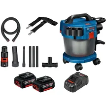 Bosch GAS 18V-10 L inkl. 2 x 4,0 Ah Akku + Ladegerät + Zubehör-Set 14 tlg.