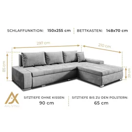 ax living Eckcouch 2-Sitzer Braun