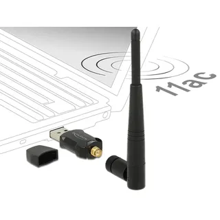 DeLock USB 2.0 Dualband WLAN ac/a/b/g/n Stick 433 + 150 Mbps m. externer Antenne