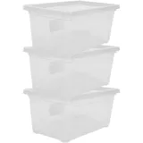ONDIS24 Aufbewahrungsbox Aufbewahrungsbox Schuhbox Nähbox Lagerbox Allzweckbox Easy XS & Deckel (3 St), durchsichtig, stapelbar