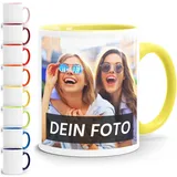 Moonworks® Fototasse, Tasse mit Foto und Text selbst gestalten, personalisierte Geschenke, Fotogeschenke hellgelb unisize