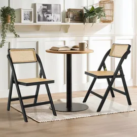 hjh living Klappstuhl TUDELA Bamboo Bambus Rattan Schwarz/Braun