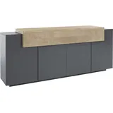 INOSIGN Sideboard »Coro, Kommode, Schrank, Kredenz, grifflos mit Einlegeböden«, 1 klappe,4 Türen, Doppeltiefe, B/T/H 200x45x85,6cm, grau