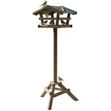 Relaxdays Vogelfutterhaus mit Ständer, Braun,Dunkelgrün