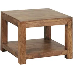Couchtisch `Nako` Massivholz: Landhausstil, Ablagefach, robust, pflegeleicht. Braun, 60x60x45 cm | Kadima Design