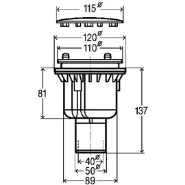 Viega Ablaufgarnitur Tempoplex 6965 in 115mmxDN40/50 Kunststoff verchromt