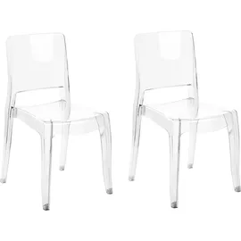 Beliani Esszimmerstühlen Transparent Kunststoff Rückenlehne Armlos Stapelbar modernes Design