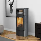 Lotus Jubilee 35S Kaminofen mit Warmhaltefach Schwarz/ Speckstein, Rauchabgang h...