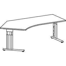 Geramöbel Flex höhenverstellbarer Schreibtisch ahorn L-Form, C-Fuß-Gestell silber 216,6 x 113,0 cm