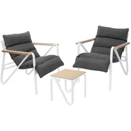 ML-Design Gartenmöbel Set 3-tlg. Weiß/Grau