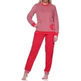Normann Pyjama Damen Frottee Pyjama mit Bündchen im Herz Tupfen- und Ringeldesign 60/62