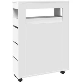 vidaXL Badschrank Schmal mit Rollen Weiß Holzwerkstoff