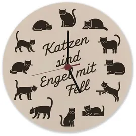 speecheese Wanduhr Katzen sind Engel mit Fell Wanduhr aus Alu 28 cm