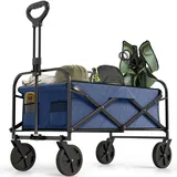 Avalo Bollerwagen - Faltbar - Bis 90KG - 80x47x49 CM - 80L - 360o Räder - Blau - Blau