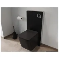 Vente-unique Sparset - Wand-WC Schwarz matt mit dekorativem Trägergestell