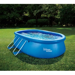 Summer Waves Quick Up Pool | aufblasbarer Pool oval | Inkl. Zubehör | Blau | 457x305x107 cm