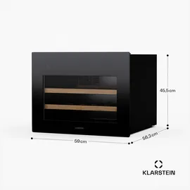 Klarstein Rhone 28 Uno Weinkühlschrank - 28 Flaschen, 1 Zone, 5-20 °C, LED-Steuerung, Push-to-Open-Tür, UV-Schutz, Leiser Betrieb, Schwarz