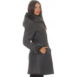 Hollert German Leather Fashion Lammfellmantel - KATE - Größe: M | Farbe: Dunkelgrau - Dunkelgrau - M