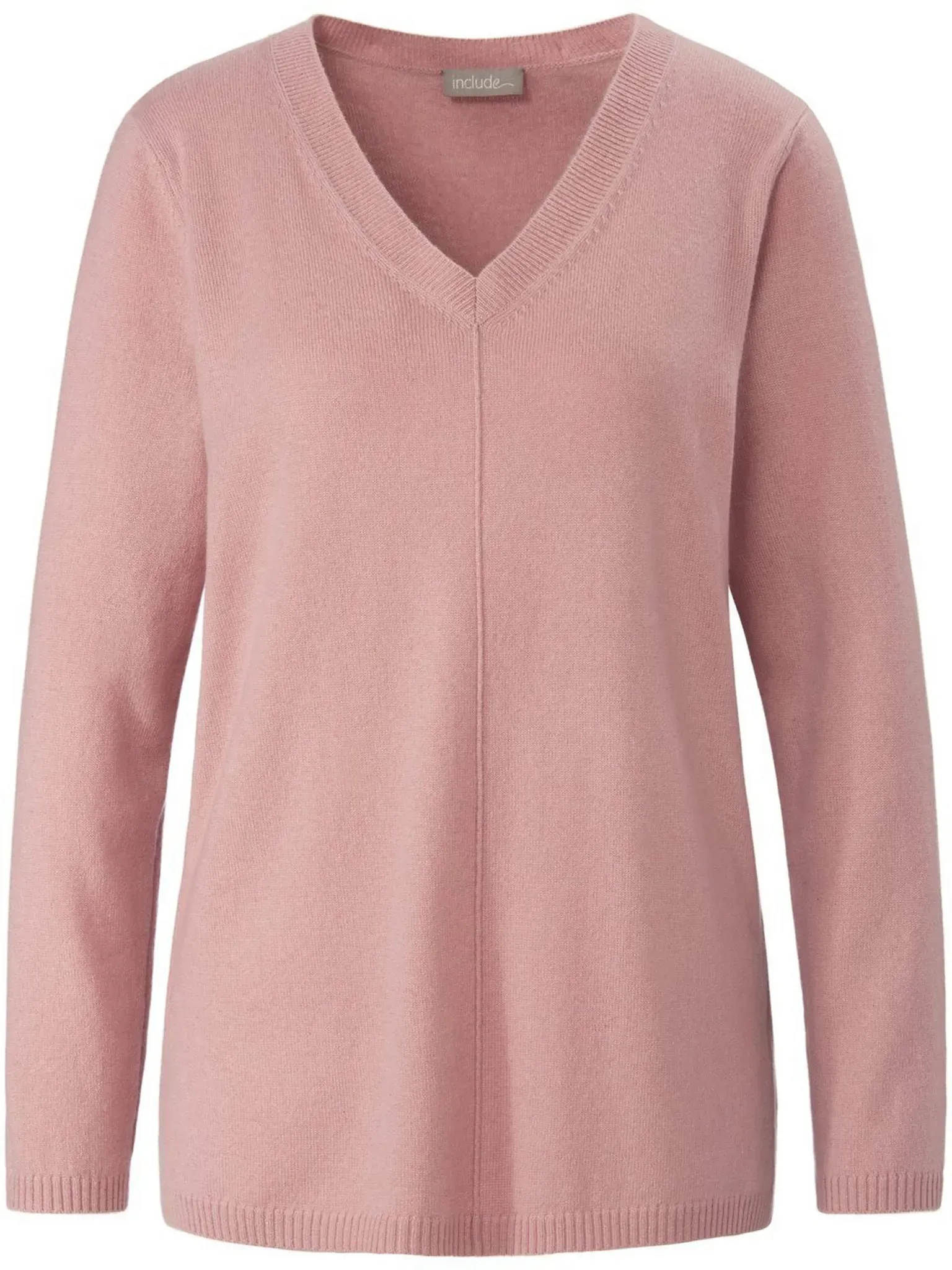 Le pull décolleté V 100% cachemire  include rosé