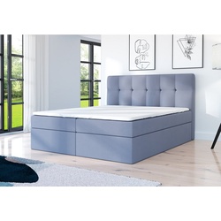 A&J MöbelLand GmbH Boxspringbett REF mit 2 Bettkästen, Bonell-Matratze und Topper. grau 160 cm x 200 cm x 106 cm