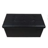 Ablovo faltbar Sitzhocker mit Stauraum Fußhocker Sitzwürfel Truhen Aufbewahrungsbox belastbar bis 300 kg, 76 x 38 x 38 cm, Kunstleder (Schwarz)