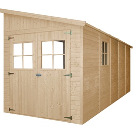 TIMBELA Anbau-Gartenhaus Holz 10 m2 ohne Seitenwand- ohne Boden