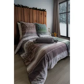 FLEURESSE Aspen Ornamente Streifen Braun 155 x 220 cm + 2 x 80 x 80 cm