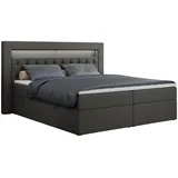 MKS Meble MKS Boxbett, Dunkelgrau, Textil, 2-Sitzer, H4, Rechteckig, 180x200 cm, Schlafzimmer, Betten, Boxspringbetten