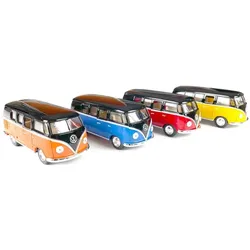 goki Volkswagen Microbus mit Rückzugmotor, Maßstab 1:32, 1 Stück, Farben sortiert