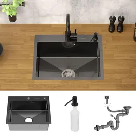 ML-Design Spülbecken Edelstahl Küchenspüle mit Seifenspender, Ablaufgarnitur