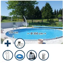 SUMMER FUN Stahlwandpool Set tief rund Baja 350 x 120 cm inkl. Folie (8-tlg.)
