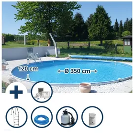 SUMMER FUN Stahlwandpool Set tief rund Baja 350 x 120 cm inkl. Folie (8-tlg.)