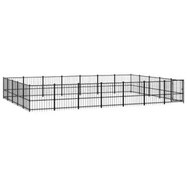 vidaXL Outdoor-Hundezwinger 32,93 m2 Stahl Schwarz