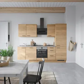 Nobilia ""Structura II"", braun (küche: eiche sierra, korpus: eiche sierra nachbildung, arbeitsplatte: beton schiefergrau nachbildung, B:270,3cm H:216,6cm T:60cm, Komplettküchen-Sets, vormontiert, Ausrichtung wählbar, Breite 270 cm, wahlw. mit E-Geräten
