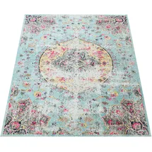 Paco Home In- Outdoor Teppich Modern Orient Print Terrassen Teppich Türkis, Grösse:200x280 cm