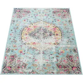 Paco Home In- Outdoor Teppich Modern Orient Print Terrassen Teppich Türkis, Grösse:200x280 cm