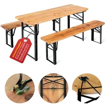 Stagecaptain BBK-110 Kinder-Festzeltgarnitur 3-tlg. Tisch 109,5 x 40 x 53 cm natur