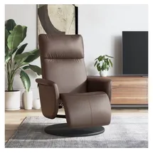 vidaXL Relaxsessel mit Fußteil Kunstleder 90 x 105 x 90 cm Braun drehbar