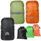3er-Pack Wasserdichte Rucksackhüllen (Grün, Orange, Schwarz), Regencape Rucksack, Geeignet für Rucksäcke mit 30-40 L Volumen, Mit Reflektorstreifen, Inklusive Aufbewahrungstaschen