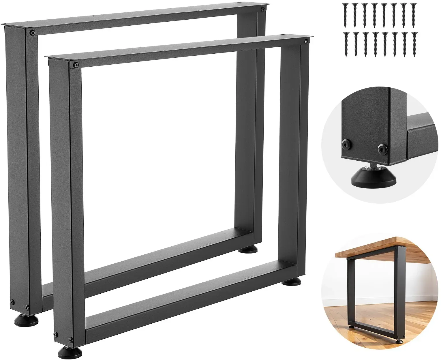 VEVOR Tischkufen aus Vierkantprofilen 2er-Set 750x900 mm, Tischuntergestell max. 1000 kg, Tischbeine, Möbelfüße, Tischgestell, Tischfüße für Schreibtische, Couchtisch, Esstische, Schwarz