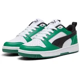 Puma Rebound V6 Lo JR Sneaker, White Black-Archive Green, 38.5 EU