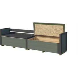 Weka Sitztruhe optionale Erweiterung für Gartenhaus Killarney Graugrün 50 x 63 x 235 cm