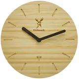 Holzwerk Funkwanduhr WARBURG moderne Designer Funk Holz Wand Uhr, beige (lautlos ohne Tickgeräusche, 25 cm) beige