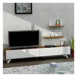 Wohnwand Amerika Weiß Walnuss