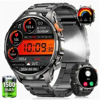 SWGOTA 2026 Neue 1500mAh Herren Militär 1.91" AMOLED-Großdisplay Fitnessuhr Smartwatch IP68 Fitness Tracker Uhr mit Herzfrequenz-/ SpO2-/Schlafüberwachung,150+ Sportmodi,LED-Taschenlampe,Sportuhr Herren für Android und iOS schwarz