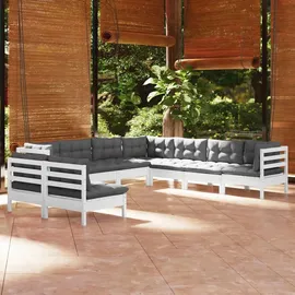vidaXL Garten-Lounge-Set 9-tlg. weiß Kiefer