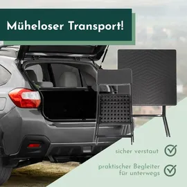 Lemodo Balkon-Set, Rattan-Optik, 1 Tisch + 2 Stühle klappbar Balkongarnitur