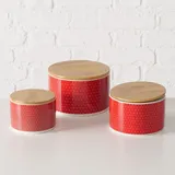 Boltze Keramikbehälter mit Bambusdeckel LILLY, 3er-Set